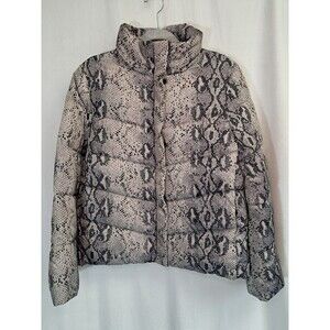 Betsey Johnson Snakeskin Print Winter Snow Ski Puffer Coat Jacket Size S Womens